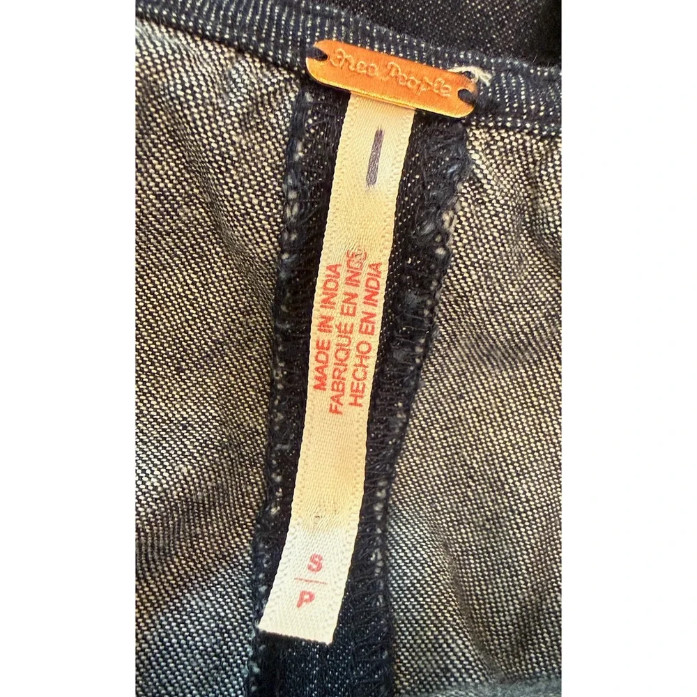 NEW FREE PEOPLE DARK WASH SORAYA DENIM MIDI DRESS SZ S
